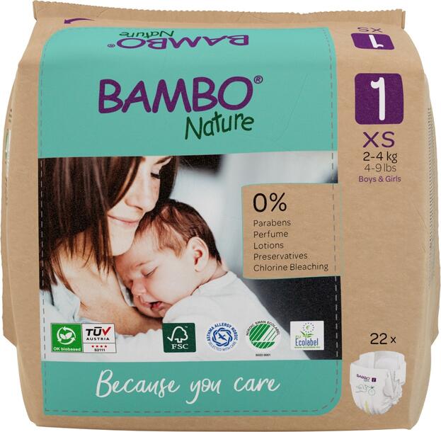 Bambo Nature Luiers Maat 1 XS - (2-4 kg) - 22 stuks