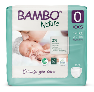 Bambo Nature Luiers Maat 0 XXS - (1-3 kg) - 24 stuks