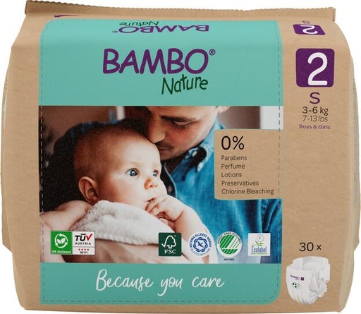 Bambo Nature Luiers Maat 2 S - (3-6 kg) - 30 stuks